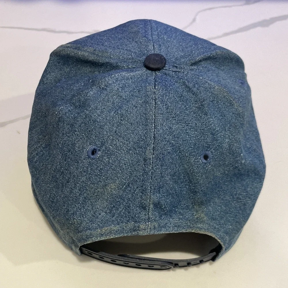VTG Wendys Fast Food Restaurant Uniform Blue Denim Baseball Cap Hat Snapback